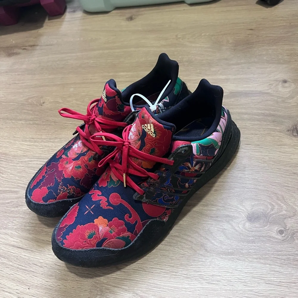 Adidas Ultra Boost Men's Sneakers - Black and Multicolor Floral - Picture 3 of 7